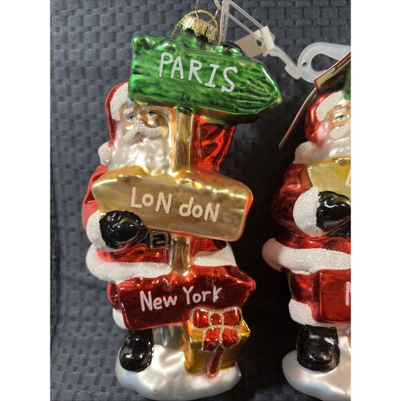 Holiday time  Santa Ornament Christmas Blown Glass Signs Of Cities Rare Gift - Picture 2 of 5